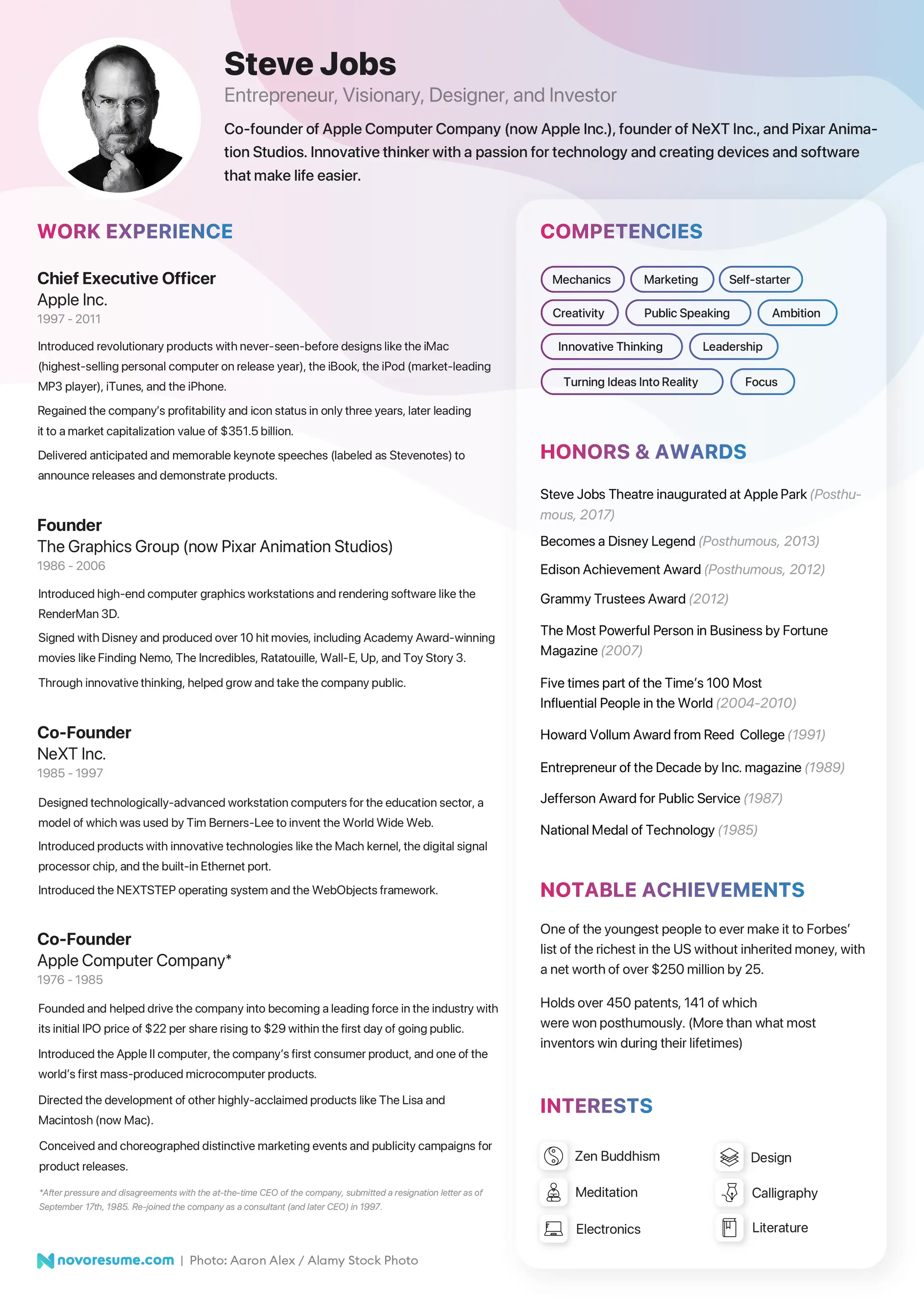 Steve Jobs resume